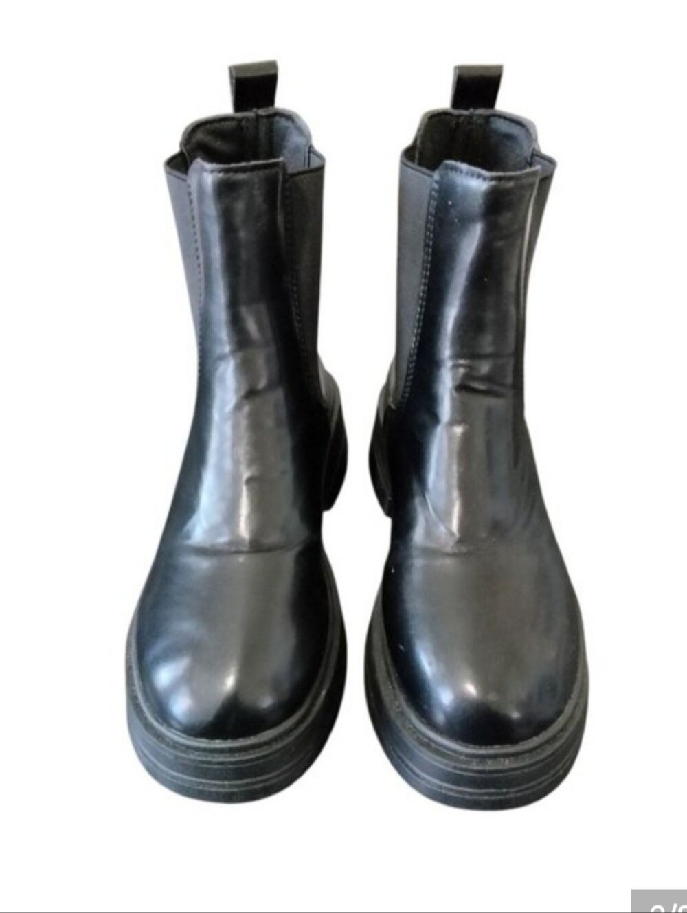 Dream Pairs Size 7 Ankle Boots Chunky Black Leather Chelsea With Elastic Gussets